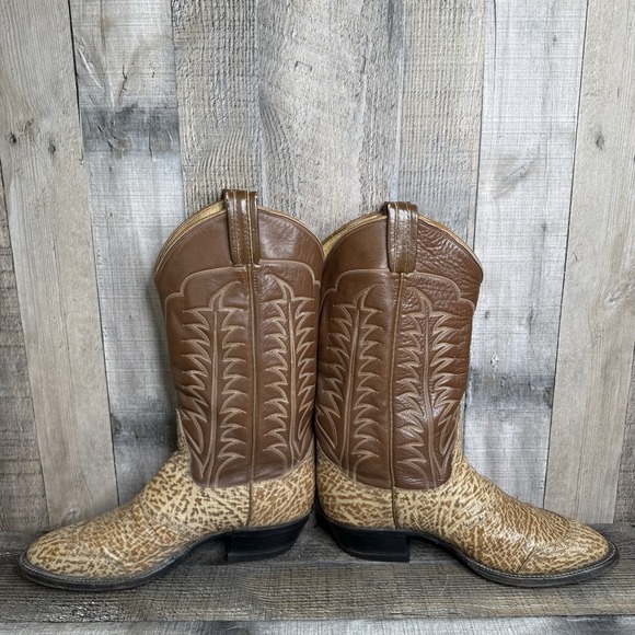 Mens Tony Lama 1960s Gold Label Antelope Leather Western Cowboy Boots Size 8 B - Picture 5 of 11